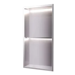 Niche De Salle De Bains|Ledimex Niche de Douche Mural Éclairage Led 33 x 63 cm - Rangement Salle de Bain en finition Niquel Brossé - MARSHALL