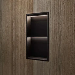 Niche De Salle De Bains|Ledimex Niche de Douche Mural Éclairage Led 33 x 63 cm - Rangement Salle de Bain en finition Noir Mat - MARSHALL