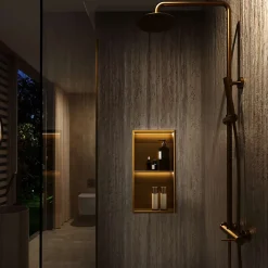 Niche De Salle De Bains|Ledimex Niche de Douche Mural Éclairage Led 33 x 63 cm - Rangement Salle de Bain en finition Noir Mat - MARSHALL
