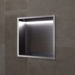 Ledimex Niche de Douche Mural Éclairage Led 33 x 33 cm - Rangement Salle de Bain en finition Noir Métal - INDIC