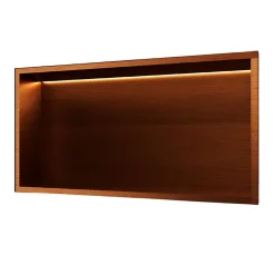 Ledimex Niche de Douche Mural Éclairage Led 63 x 33 cm - Rangement Salle de Bain en finition Cuivré - OCEANIC