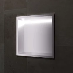 Ledimex Niche de Douche Mural Éclairage Led 33 x 33 cm - Rangement Salle de Bain en finition Blanc Satiné - INDIC