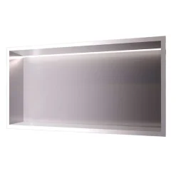 Niche De Salle De Bains|Ledimex Niche de Douche Mural Éclairage Led 63 x 33 cm - Rangement Salle de Bain en finition Niquel Brossé - OCEANIC