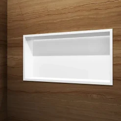 Niche De Salle De Bains|Ledimex Niche de Douche Mural Éclairage Led 63 x 33 cm - Rangement Salle de Bain en finition Blanc Satiné - OCEANIC