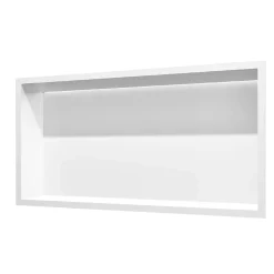 Niche De Salle De Bains|Ledimex Niche de Douche Mural Éclairage Led 63 x 33 cm - Rangement Salle de Bain en finition Blanc Satiné - OCEANIC
