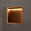 Niche De Salle De Bains|Ledimex Niche de Douche Mural Éclairage Led 33 x 33 cm - Rangement Salle de Bain en finition Cuivré - INDIC
