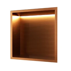 Niche De Salle De Bains|Ledimex Niche de Douche Mural Éclairage Led 33 x 33 cm - Rangement Salle de Bain en finition Cuivré - INDIC