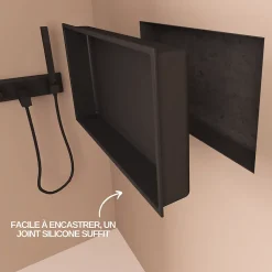 Niche De Salle De Bains|Italbox Niche de Douche Noir Satiné - 30x60 cm - Rangement Mural Salle de Bain - NOOK
