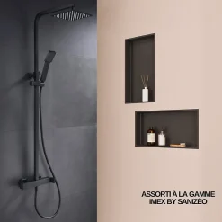 Niche De Salle De Bains|Italbox Niche de Douche Noir Satiné - 30x60 cm - Rangement Mural Salle de Bain - NOOK