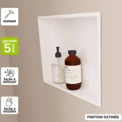 Italbox Niche de Douche Noir Satiné - 30x30 cm - Rangement Mural Salle de Bain - NOOK