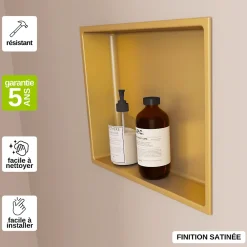 Niche De Salle De Bains|Italbox Niche de Douche Or Satiné - 30x30 cm - Rangement Mural Salle de Bain - NOOK