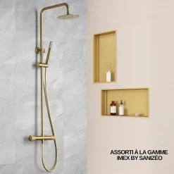 Niche De Salle De Bains|Italbox Niche de Douche Or Satiné - 30x30 cm - Rangement Mural Salle de Bain - NOOK
