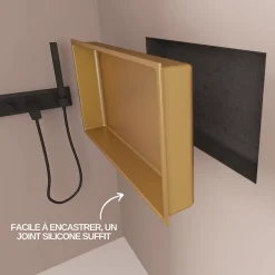 Italbox Niche de Douche Or Satiné - 30x60 cm - Rangement Mural Salle de Bain - NOOK