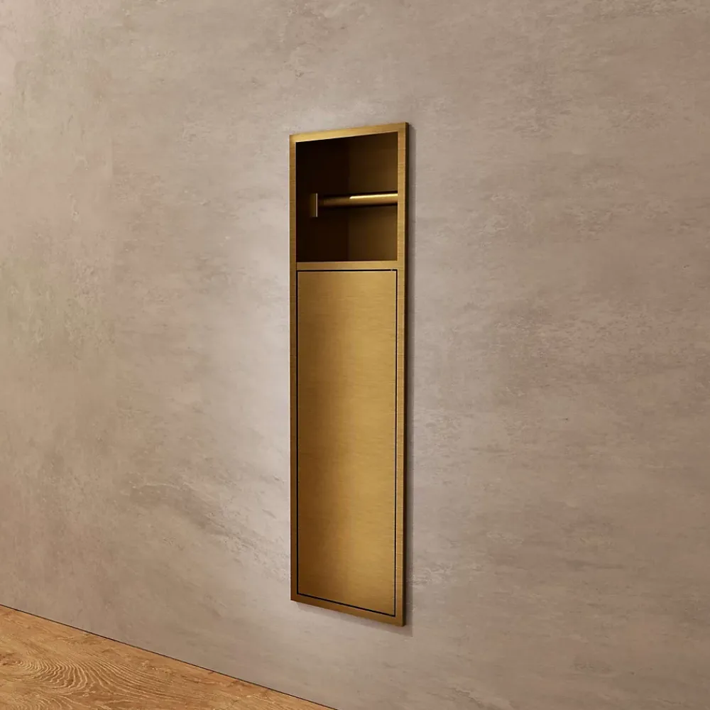 Niche De Salle De Bains|Ledimex Niche de WC 17 x 60 cm - Rangement Mural Encastrable en finition Or Brossé - EGEAN
