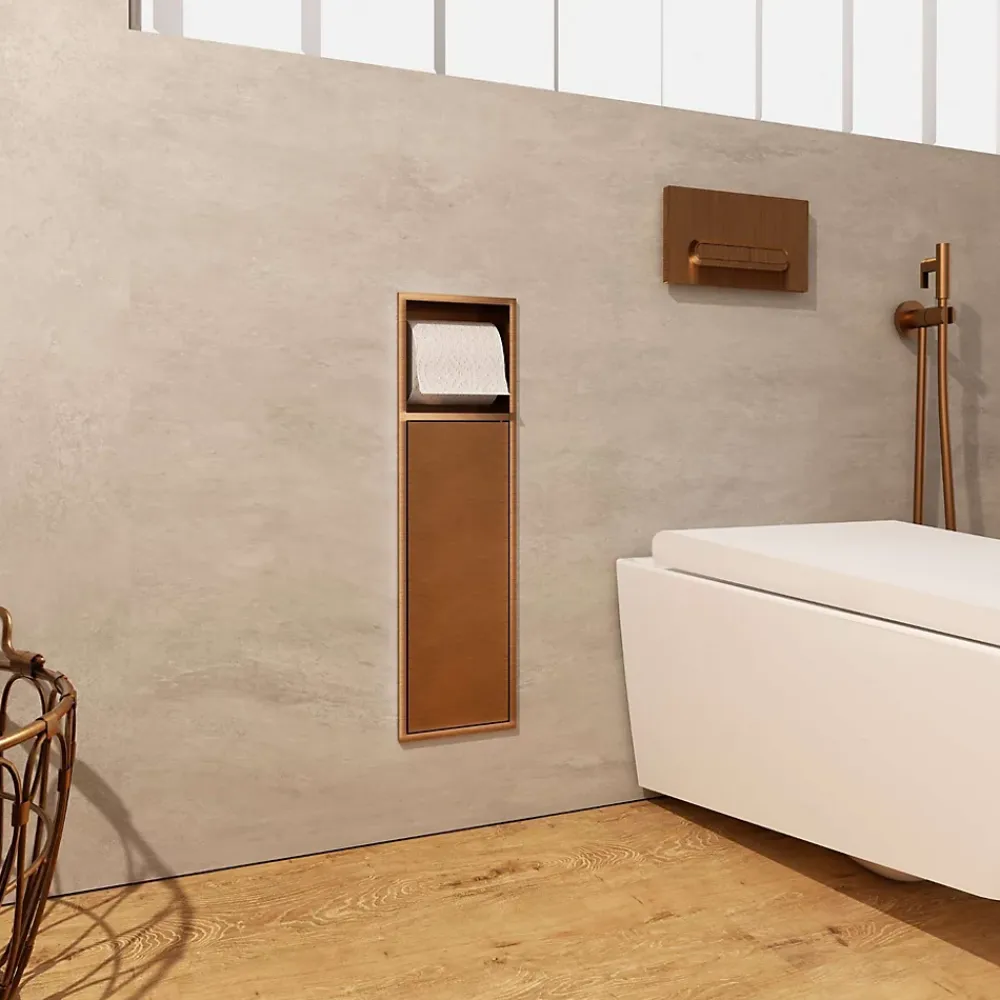 Niche De Salle De Bains|Ledimex Niche de WC 17 x 60 cm - Rangement Mural Encastrable en finition Or Brossé - EGEAN