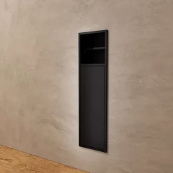 Ledimex Niche de WC 17 x 60 cm - Rangement Mural Encastrable en finition Noir Métal - EGEAN