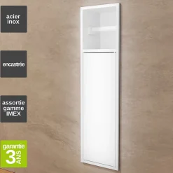 Niche De Salle De Bains|Ledimex Niche de WC 17 x 60 cm - Rangement Mural Encastrable en finition Blanc Satiné - EGEAN