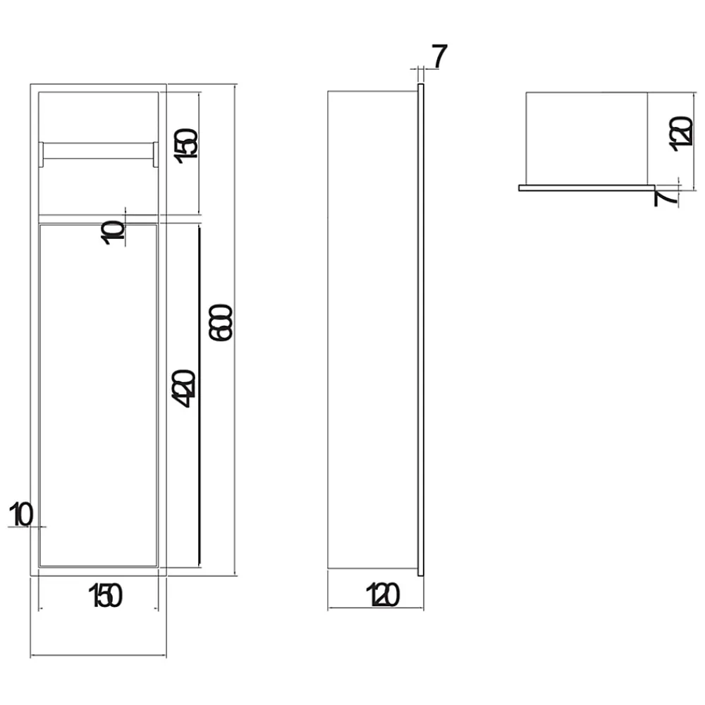 Niche De Salle De Bains|Ledimex Niche de WC 17 x 60 cm - Rangement Mural Encastrable en finition Noir Mat - EGEAN