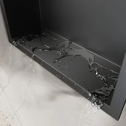 Sirhona Niche inox 300x300x95mm - Encastrée + Bac à douche + Verticale/Horizontale + Noir mat