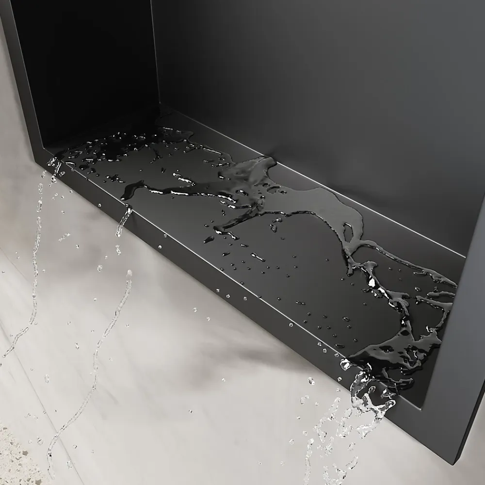 Sirhona Niche inox 300x300x95mm - Encastrée + Bac à douche + Verticale/Horizontale + Noir mat