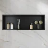 Sirhona Niche inox 900x300x100mm - Encastrée + Bac à douche + Verticale/Horizontale + Noir mat