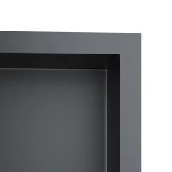 Sirhona Niche inox 900x300x100mm - Encastrée + Bac à douche + Verticale/Horizontale + Noir mat