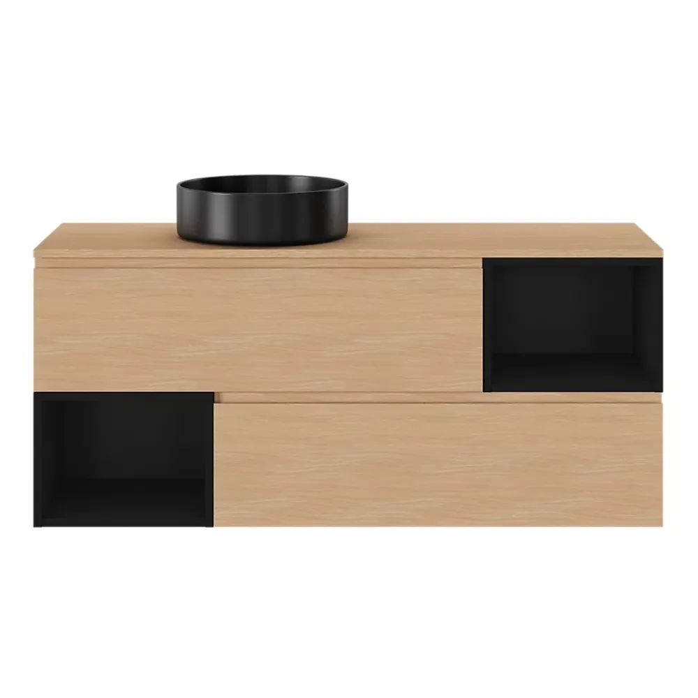 Meuble Sous-Vasque|GoodHome Niche l.40 x H.30 x P.45 cm noir mat Kentia