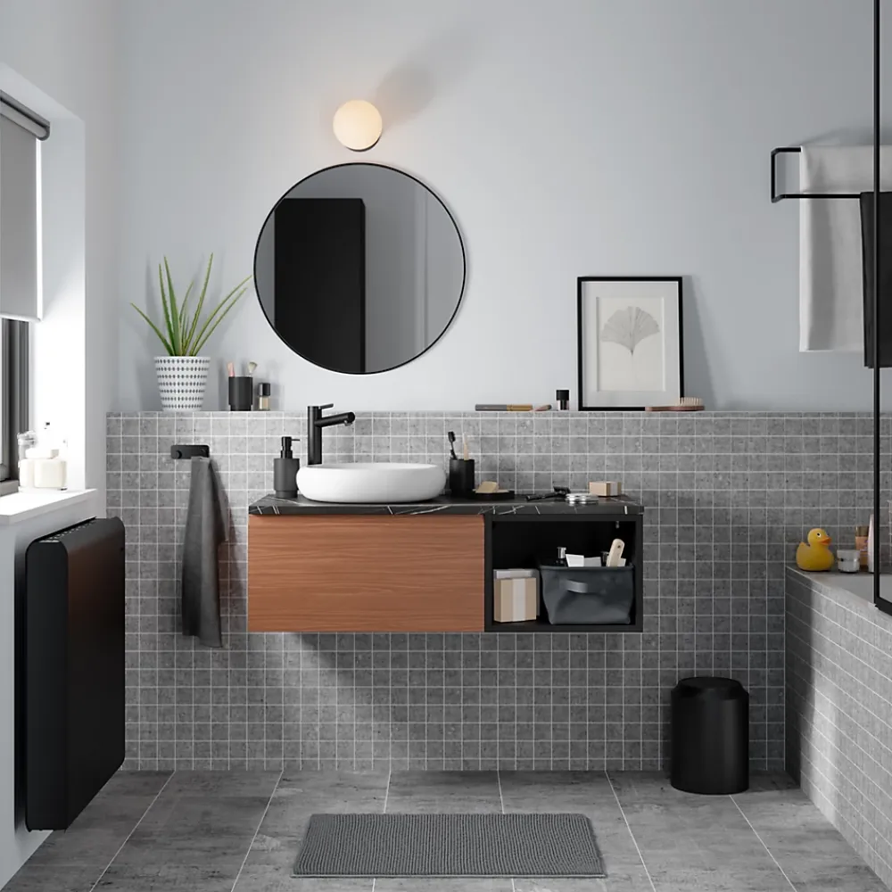 Meuble Sous-Vasque|GoodHome Niche l.40 x H.30 x P.45 cm noir mat Kentia