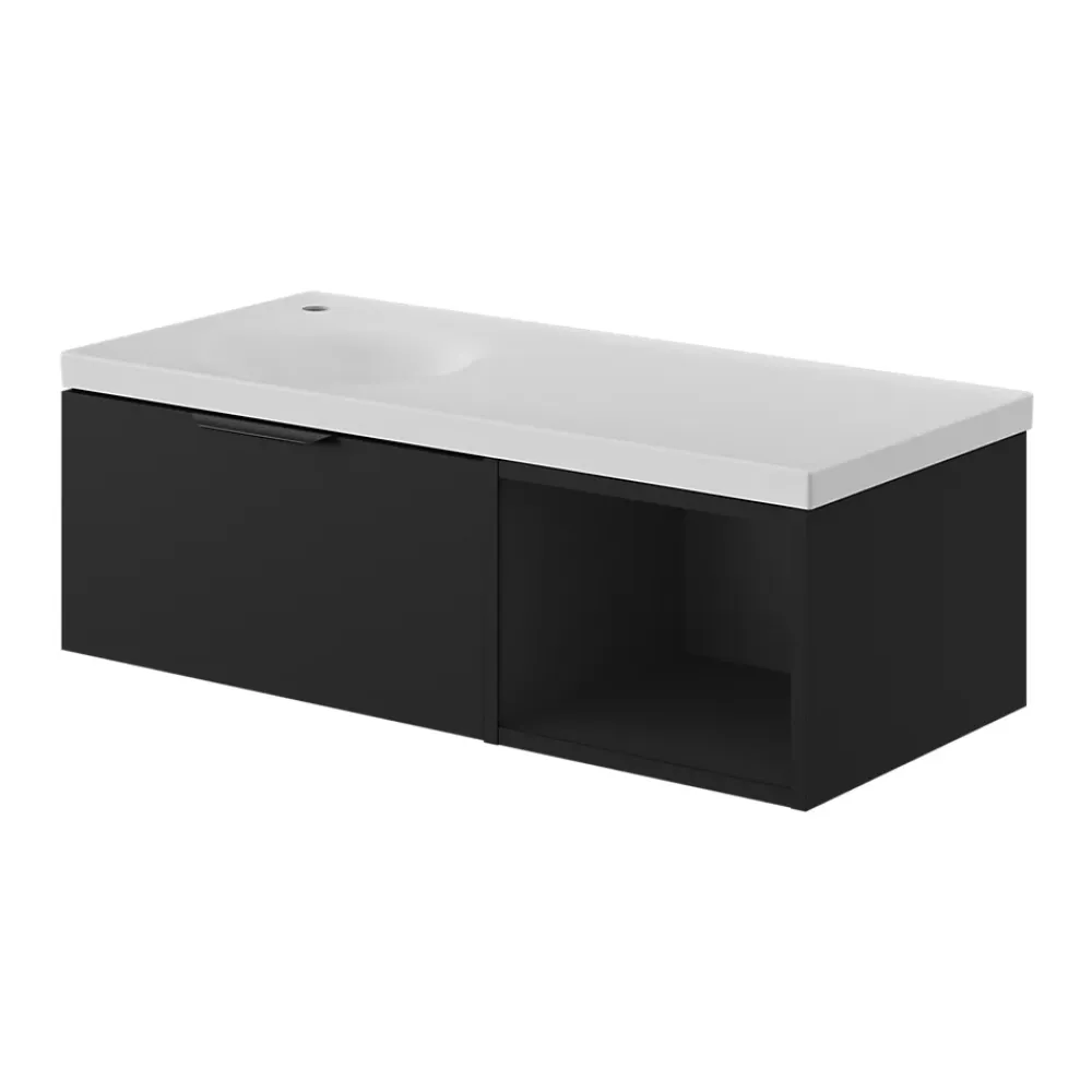 Meuble Sous-Vasque|GoodHome Niche l.40 x H.30 x P.45 cm noir mat Kentia