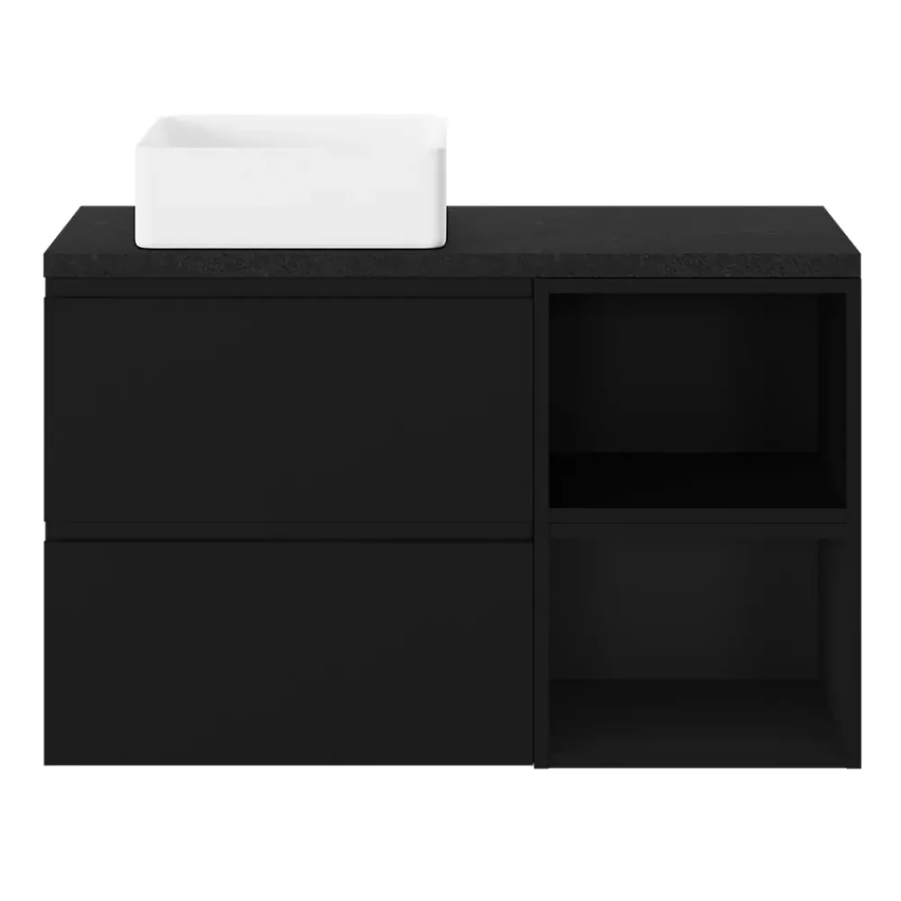 Meuble Sous-Vasque|GoodHome Niche l.40 x H.30 x P.45 cm noir mat Kentia