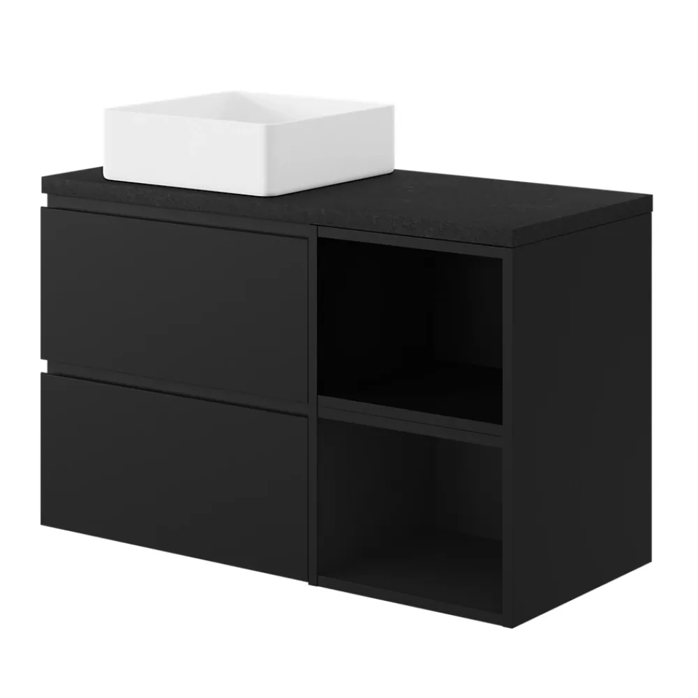 Meuble Sous-Vasque|GoodHome Niche l.40 x H.30 x P.45 cm noir mat Kentia