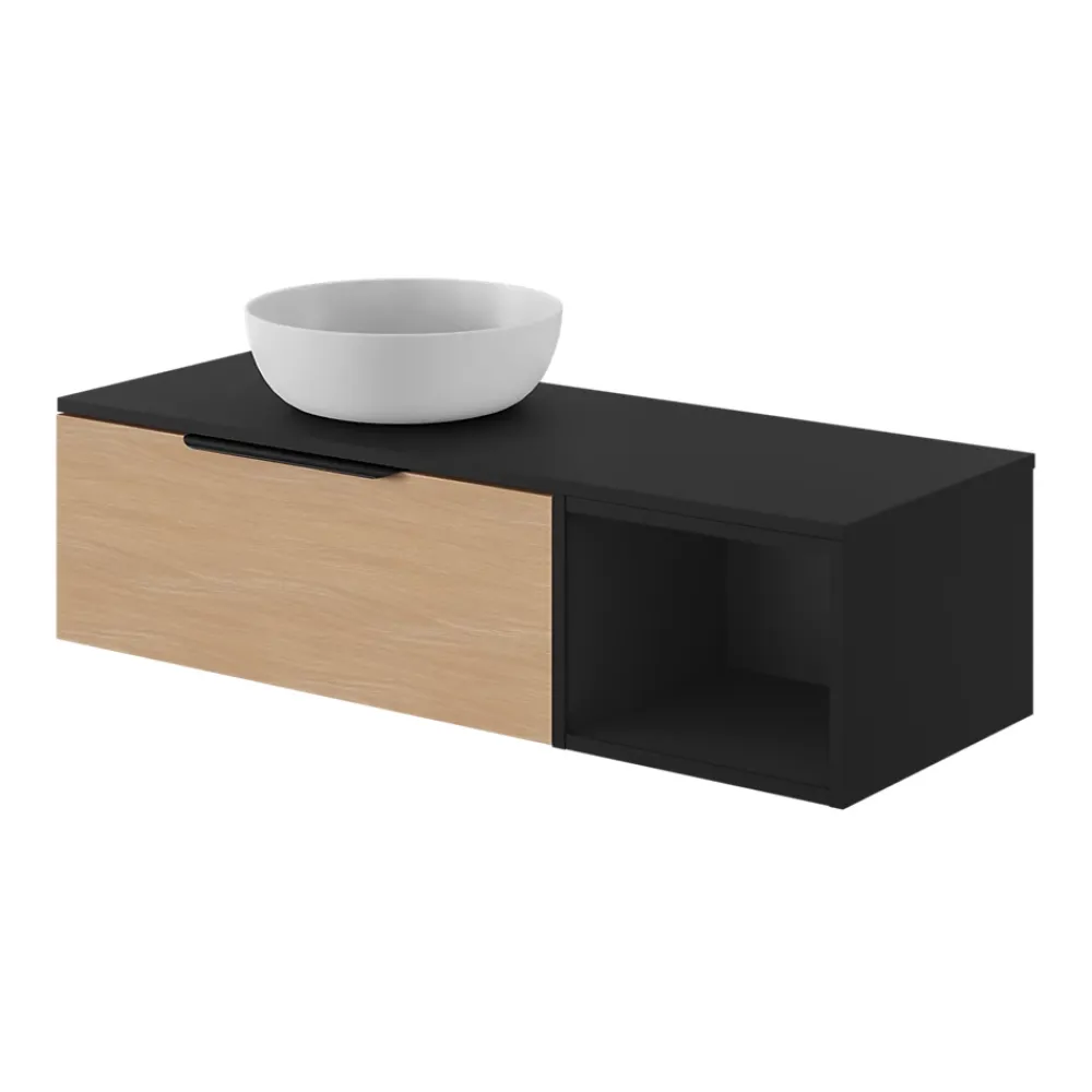 Meuble Sous-Vasque|GoodHome Niche l.40 x H.30 x P.45 cm noir mat Kentia