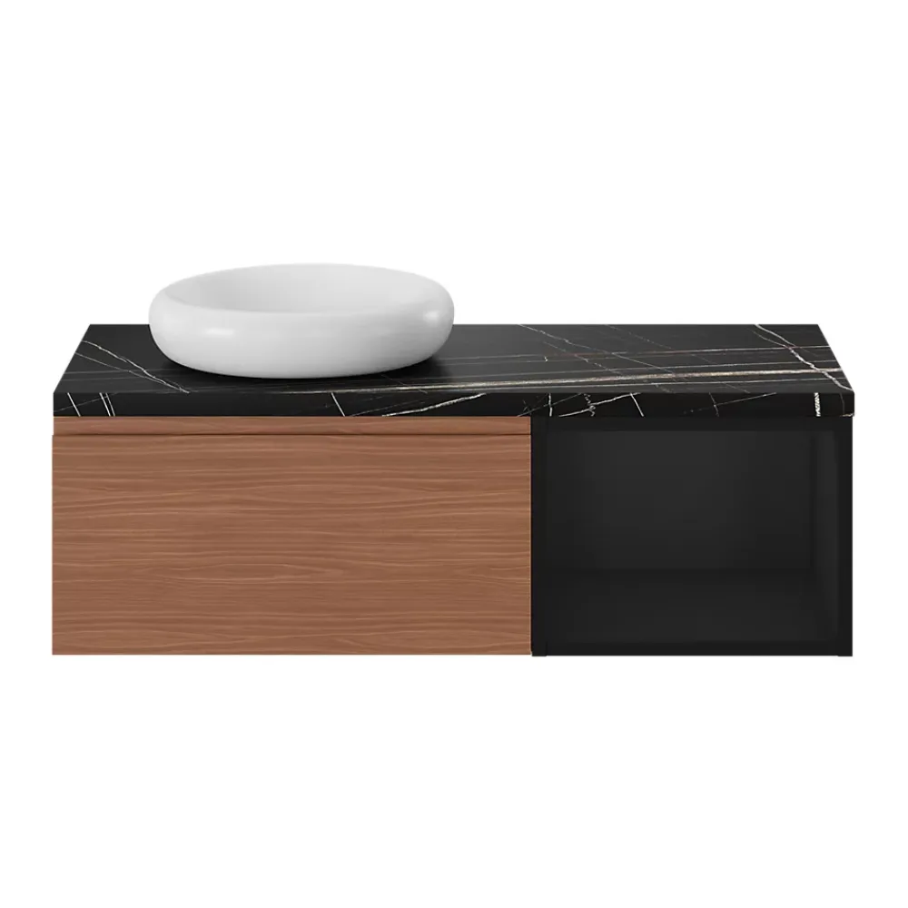 Meuble Sous-Vasque|GoodHome Niche l.40 x H.30 x P.45 cm noir mat Kentia