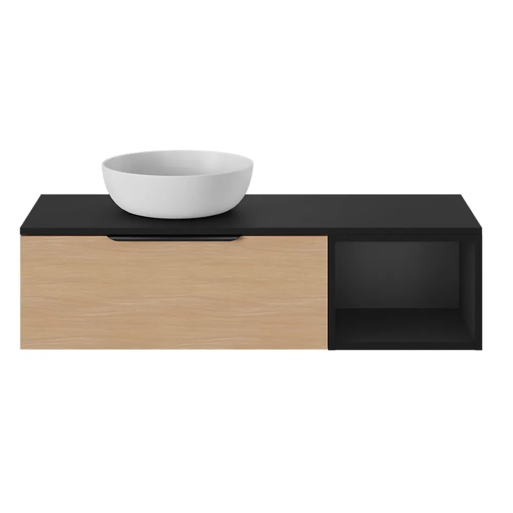 Meuble Sous-Vasque|GoodHome Niche l.40 x H.30 x P.45 cm noir mat Kentia