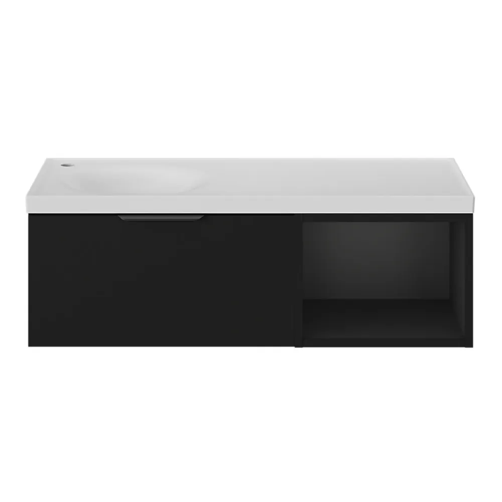 Meuble Sous-Vasque|GoodHome Niche l.40 x H.30 x P.45 cm noir mat Kentia