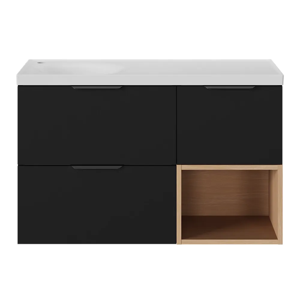 Meuble Sous-Vasque|GoodHome Niche l.40 x H.30 x P.45 cm noir mat Kentia