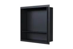 Bernstein Niche murale de douche avec rebords, étagère encastrable douche acier inox avec compartiment - 30x30x10cm - NT303010X Noir