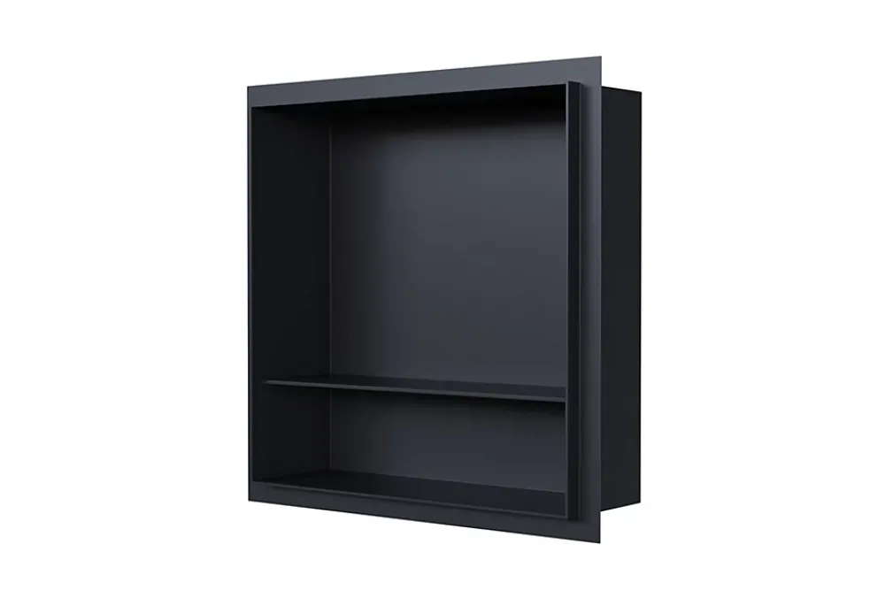 Bernstein Niche murale de douche avec rebords, étagère encastrable douche acier inox avec compartiment - 30x30x10cm - NT303010X Noir