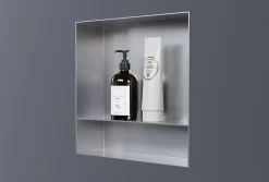 Bernstein Niche murale de douche avec rebords, étagère encastrable douche acier inox avec compartiment - 30x30x10cm - NT303010X Acier brossé