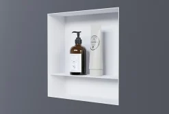 Bernstein Niche murale de douche avec rebords, étagère encastrable douche acier inox avec compartiment - 30x30x10cm - NT303010X Blanc