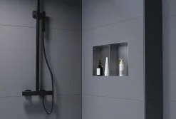 Niche De Salle De Bains|Bernstein Niche murale de douche sans rebords, étagère encastrable douche acier inox - 60x30x10cm - NT306010X Gun métal