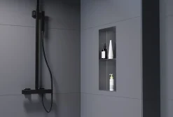 Niche De Salle De Bains|Bernstein Niche murale de douche sans rebords, étagère encastrable douche acier inox - 60x30x10cm - NT306010X Gun métal