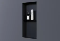 Bernstein Niche murale de douche sans rebords, étagère encastrable douche acier inox - 60x30x10cm - NT306010X Noir