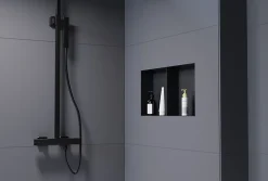 Bernstein Niche murale de douche sans rebords, étagère encastrable douche acier inox - 60x30x10cm - NT306010X Noir