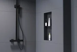 Bernstein Niche murale de douche sans rebords, étagère encastrable douche acier inox - 60x30x10cm - NT306010X Noir