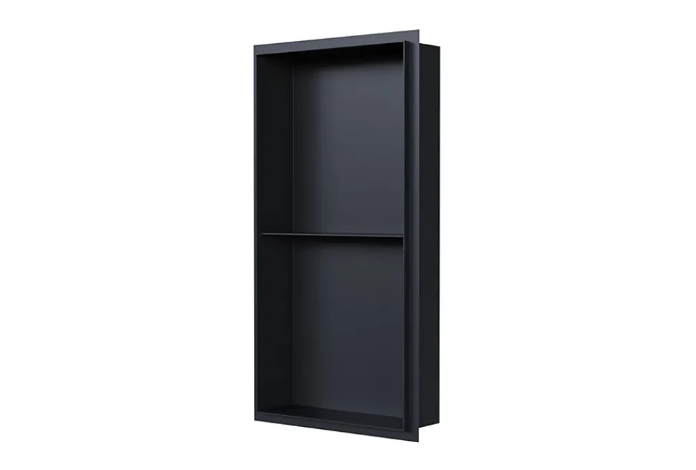 Bernstein Niche murale de douche sans rebords, étagère encastrable douche acier inox - 60x30x10cm - NT306010X Noir