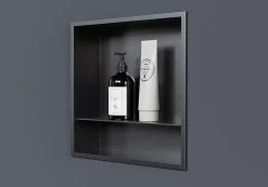 Niche De Salle De Bains|Bernstein Niche murale de douche, étagère encastrable douche acier inox avec compartiment - 30x30x10cm - NT303010X Gun métal