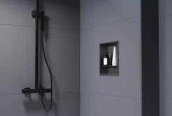 Niche De Salle De Bains|Bernstein Niche murale de douche, étagère encastrable douche acier inox avec compartiment - 30x30x10cm - NT303010X Gun métal