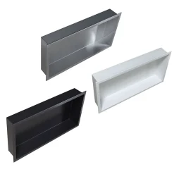 Niche De Salle De Bains|Bernstein Niche murale de douche, étagère encastrable douche acier inox - 60x30x10cm - BS603010 Blanc