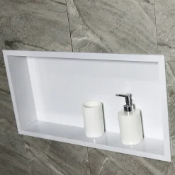 Niche De Salle De Bains|Bernstein Niche murale de douche, étagère encastrable douche acier inox - 60x30x10cm - BS603010 Blanc